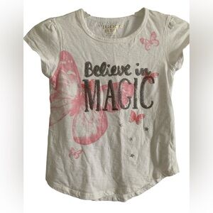 Vigoss White and Pink 'Believe in Magic' butterfly short sleeve Tee small 7/8